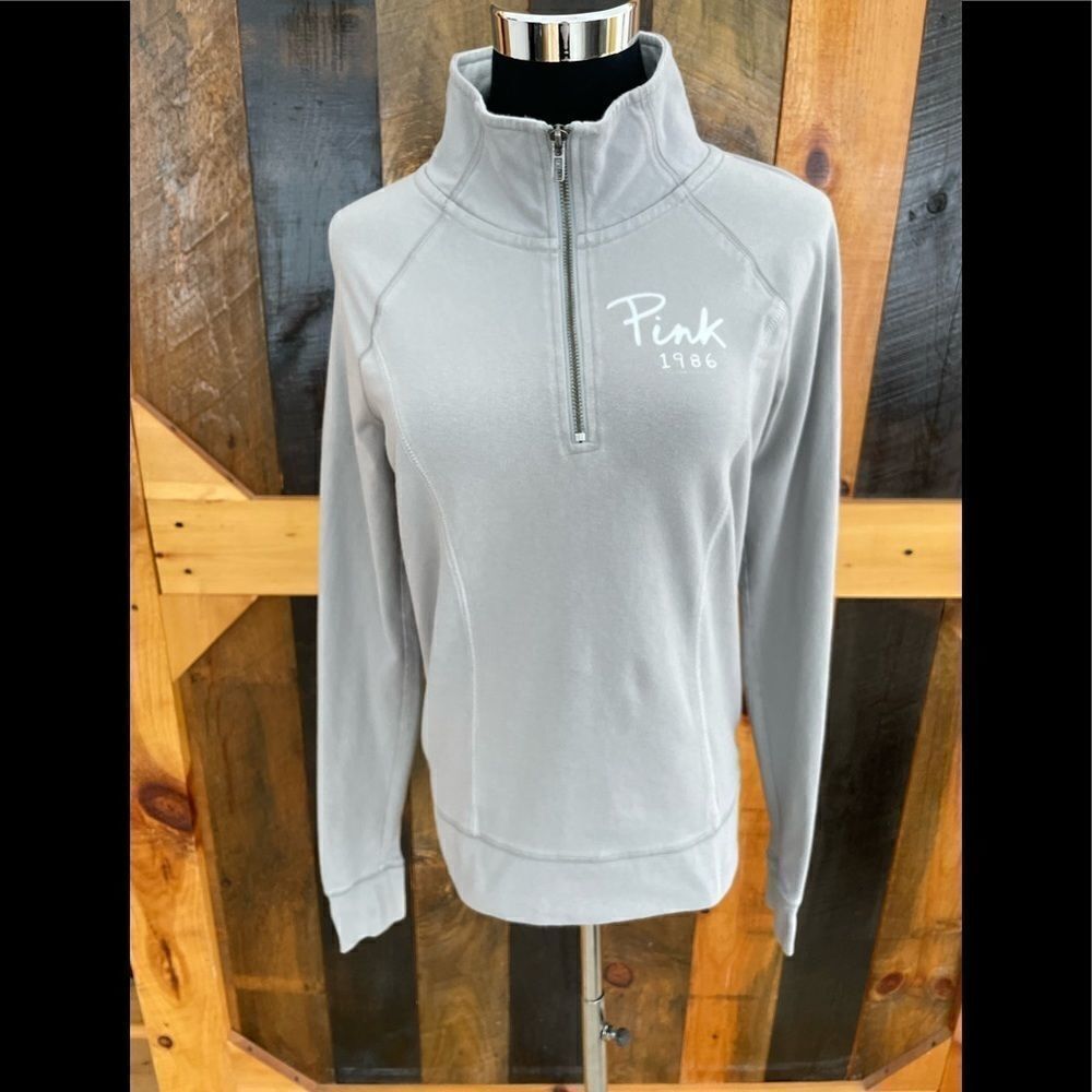 PINK yoga half zip gray top, size S